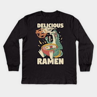 ramen dinosaur ramen Kids Long Sleeve T-Shirt